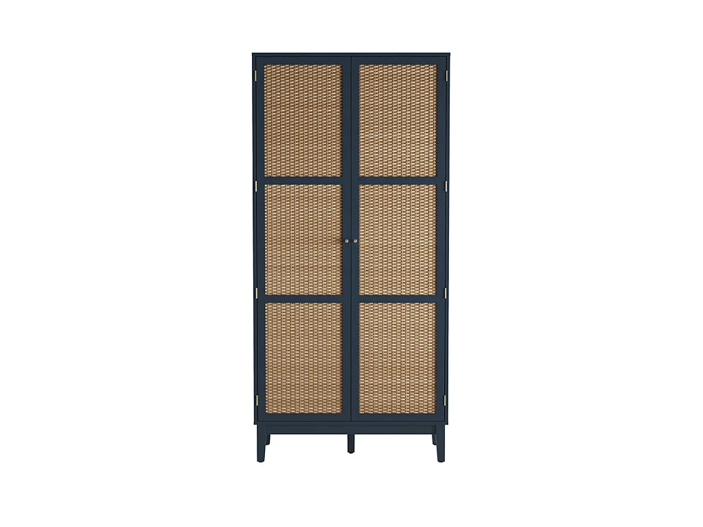 Waterford Blue Oak and Woven Rattan 2 Door Wardrobe Matt Finish