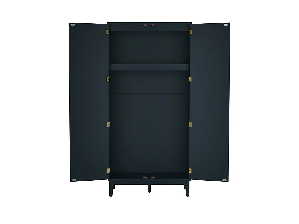 Waterford Blue Oak and Woven Rattan 2 Door Wardrobe Matt Finish