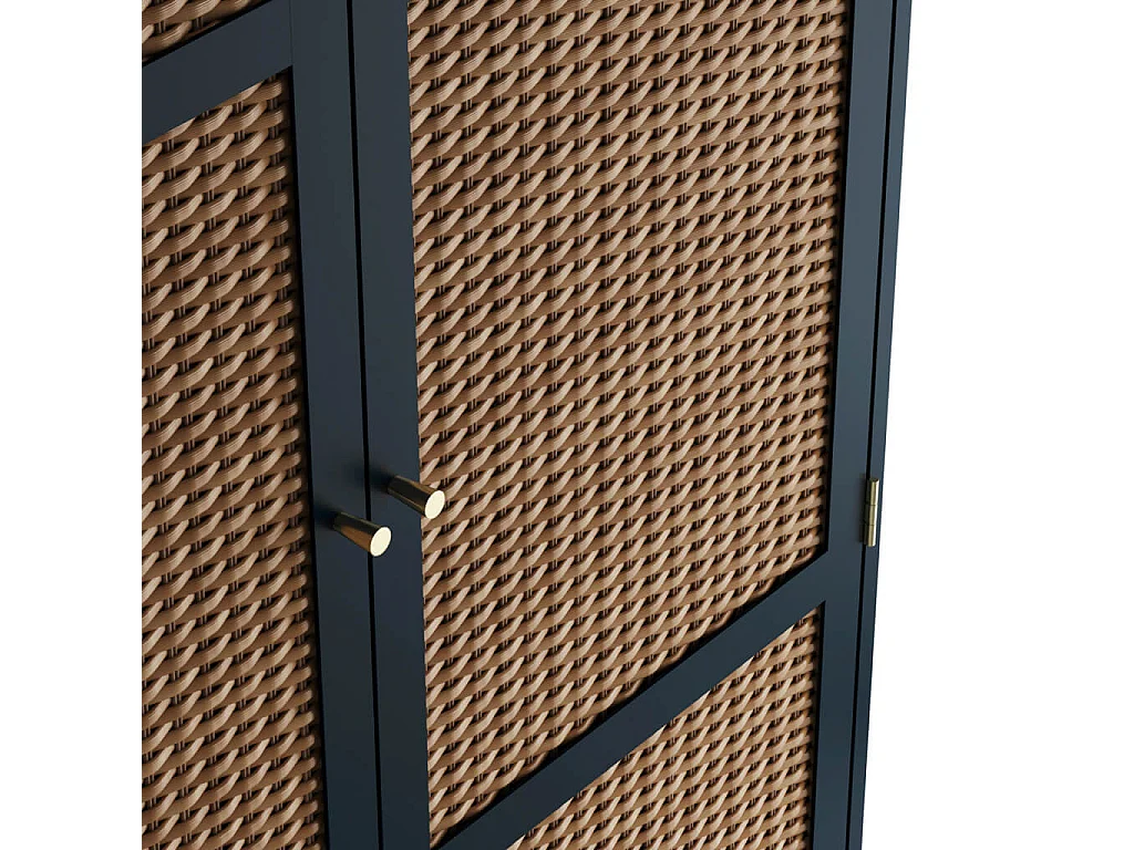 Waterford Blue Oak and Woven Rattan 2 Door Wardrobe Matt Finish