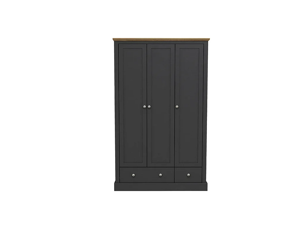 Ardee Charcoal and Natural Oak 3 Door 2 Drawer Wooden Wardrobe