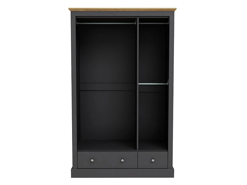 Ardee Charcoal and Natural Oak 3 Door 2 Drawer Wooden Wardrobe