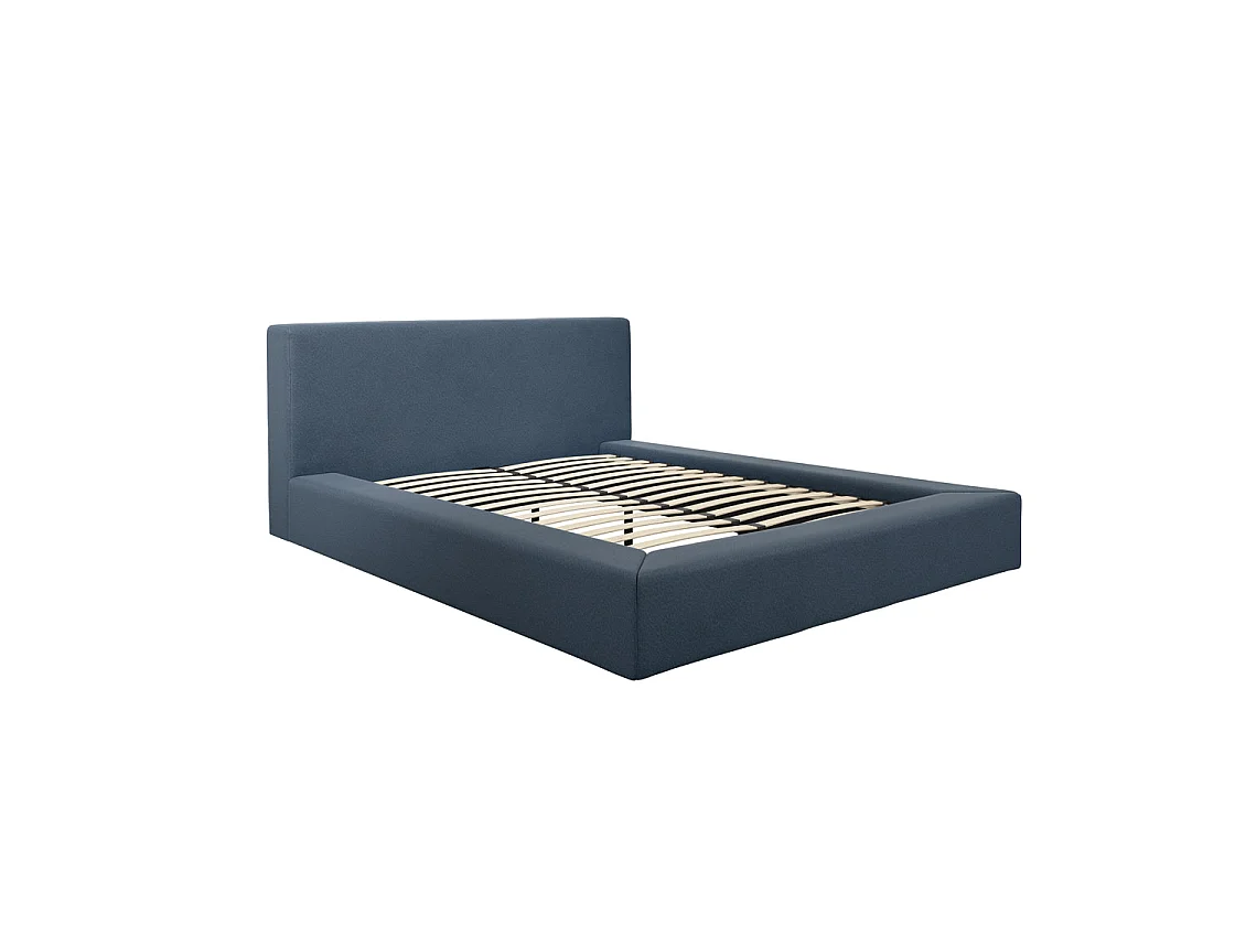 Portarlington Upholstered Navy Blue Twill Double Bed 4ft6 with Headboard
