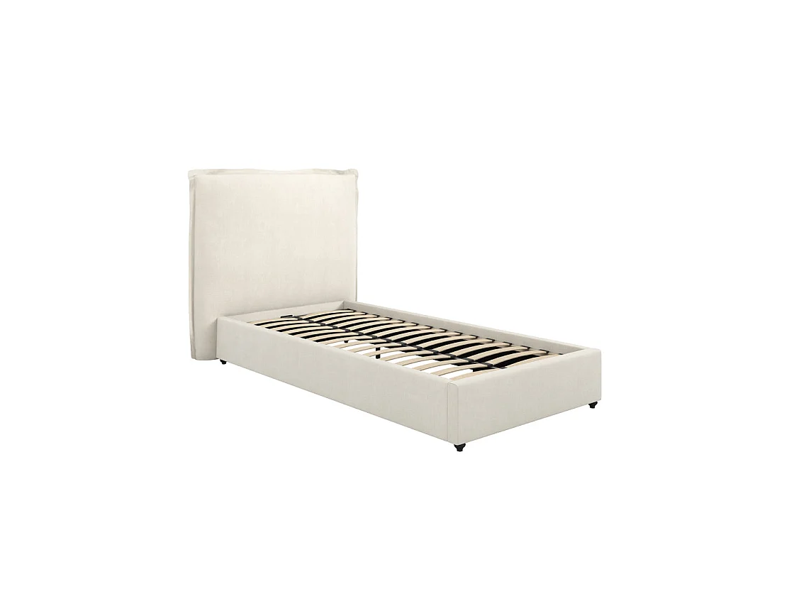 Wexford 3ft Single Bed Ivory Linen Upholstered Pillow Headboard