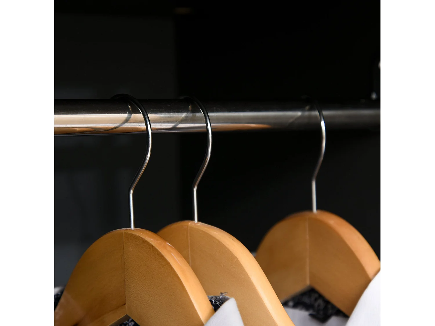 Belavyn Dark Grey Wood Grain Wardrobe 90x50x190cm with Hanging Rods Shelves and 2 Drawers