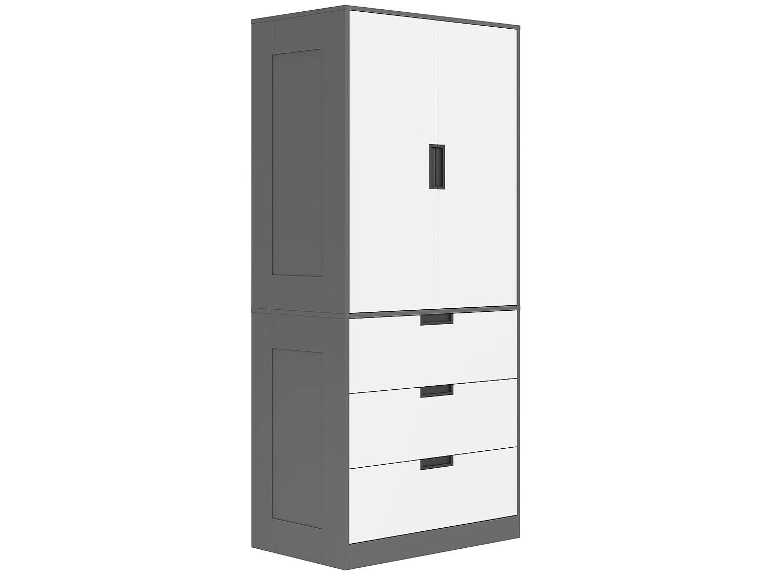 Corario 2 Door Wardrobe with 3 Drawers and Hanging Rail Grey and White