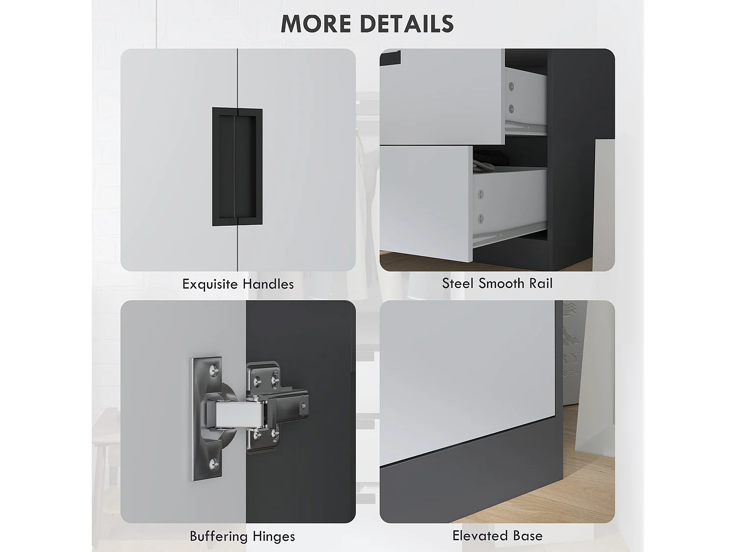 Corario 2 Door Wardrobe with 3 Drawers and Hanging Rail Grey and White