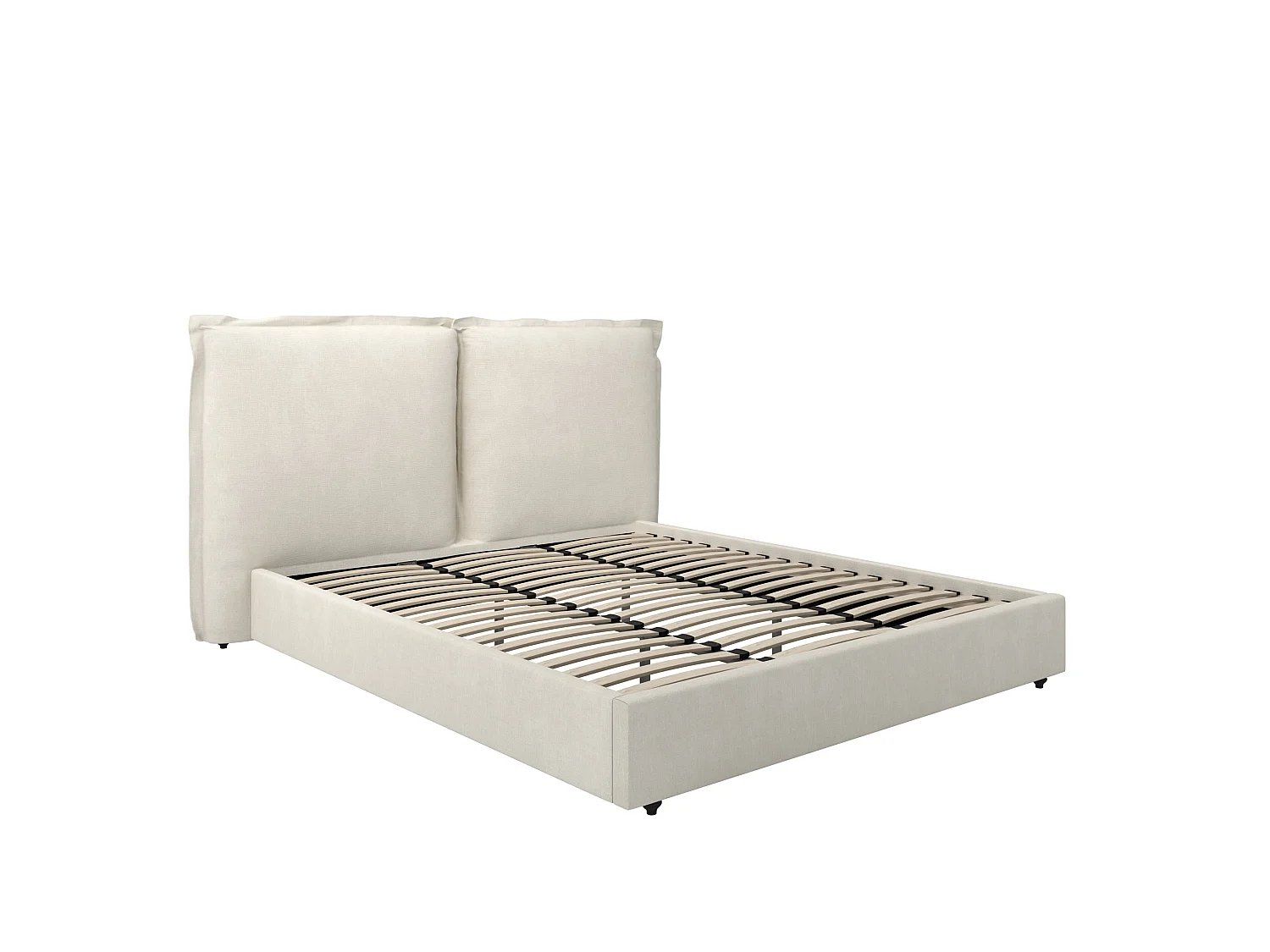 Wexford Ivory Linen Upholstered 5ft King Size Bed with Pillow Headboard