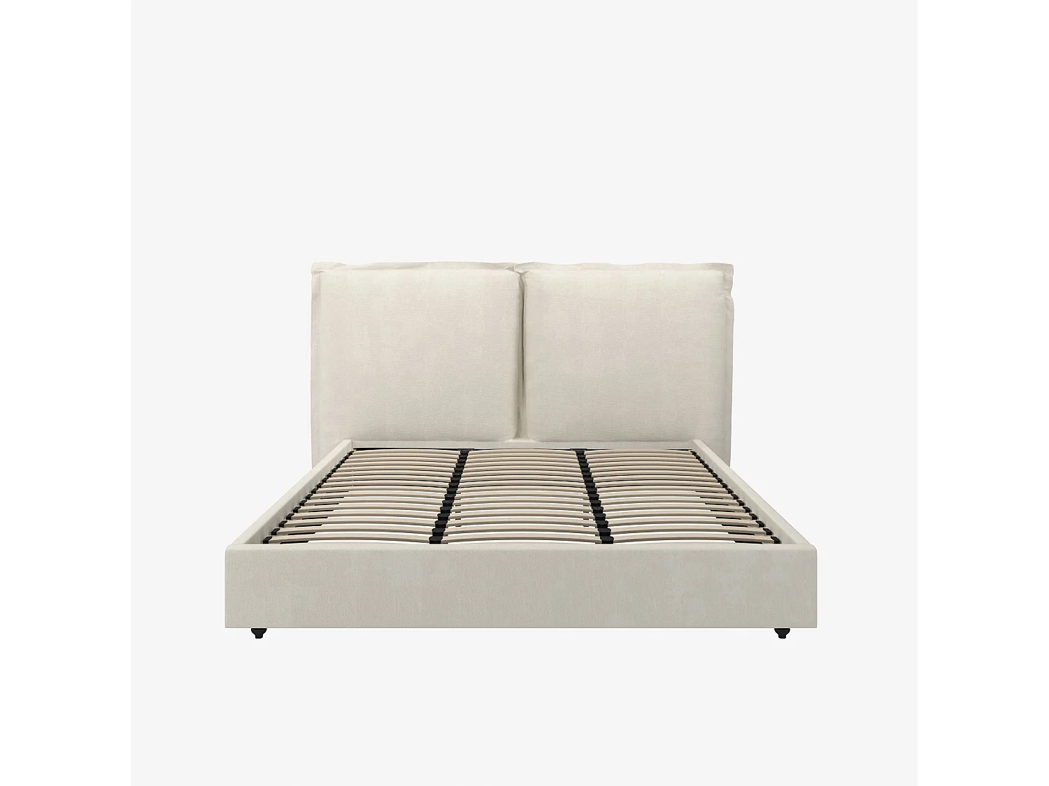 Wexford Ivory Linen Upholstered 5ft King Size Bed with Pillow Headboard