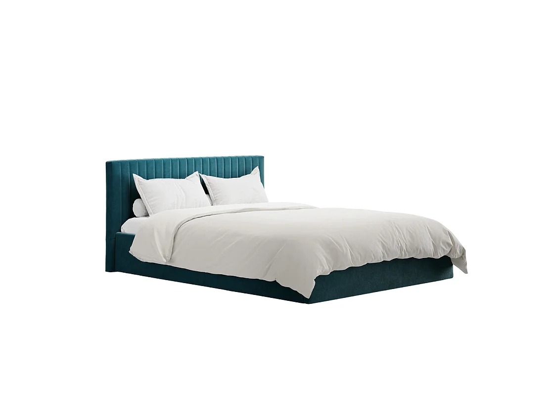 Dublin Teal Velvet 5ft King Ottoman Bed with Ribbed Headboard