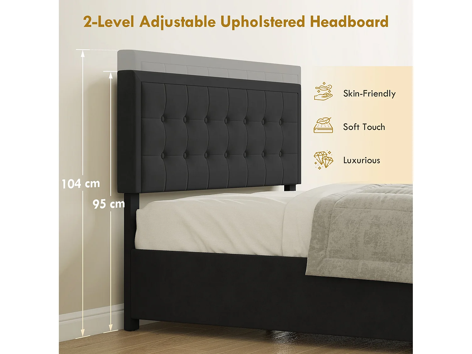 Mora 4ft6 Double Ottoman Bed Frame with Front Divan Drawer Storage Black