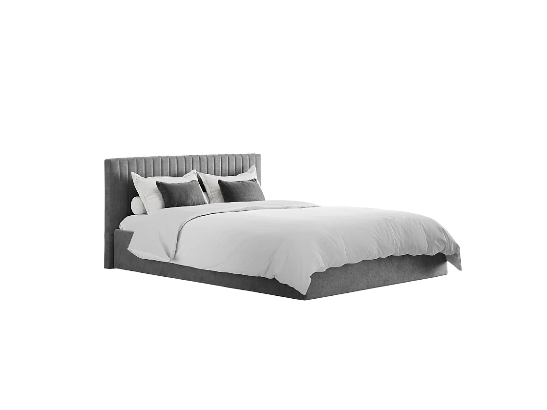 Dublin Silver Velvet 5ft King Ottoman Bed with Ribbed Headboard