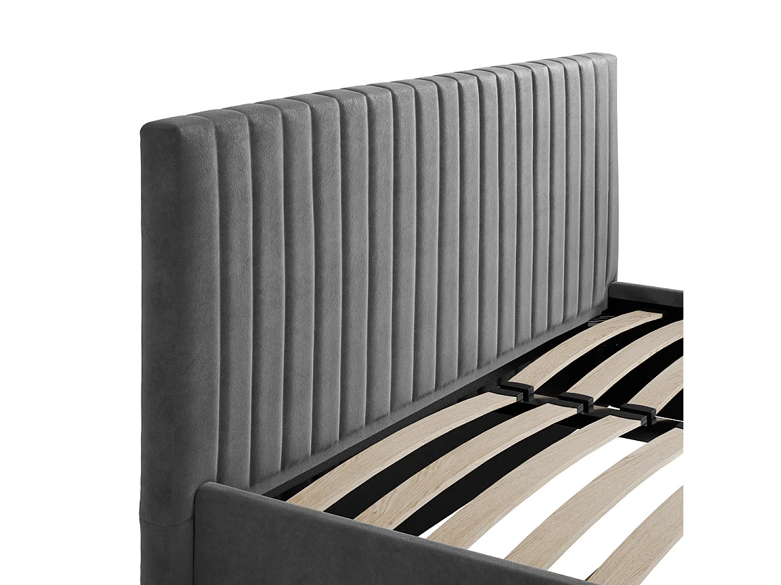 Dublin Silver Velvet 5ft King Ottoman Bed with Ribbed Headboard