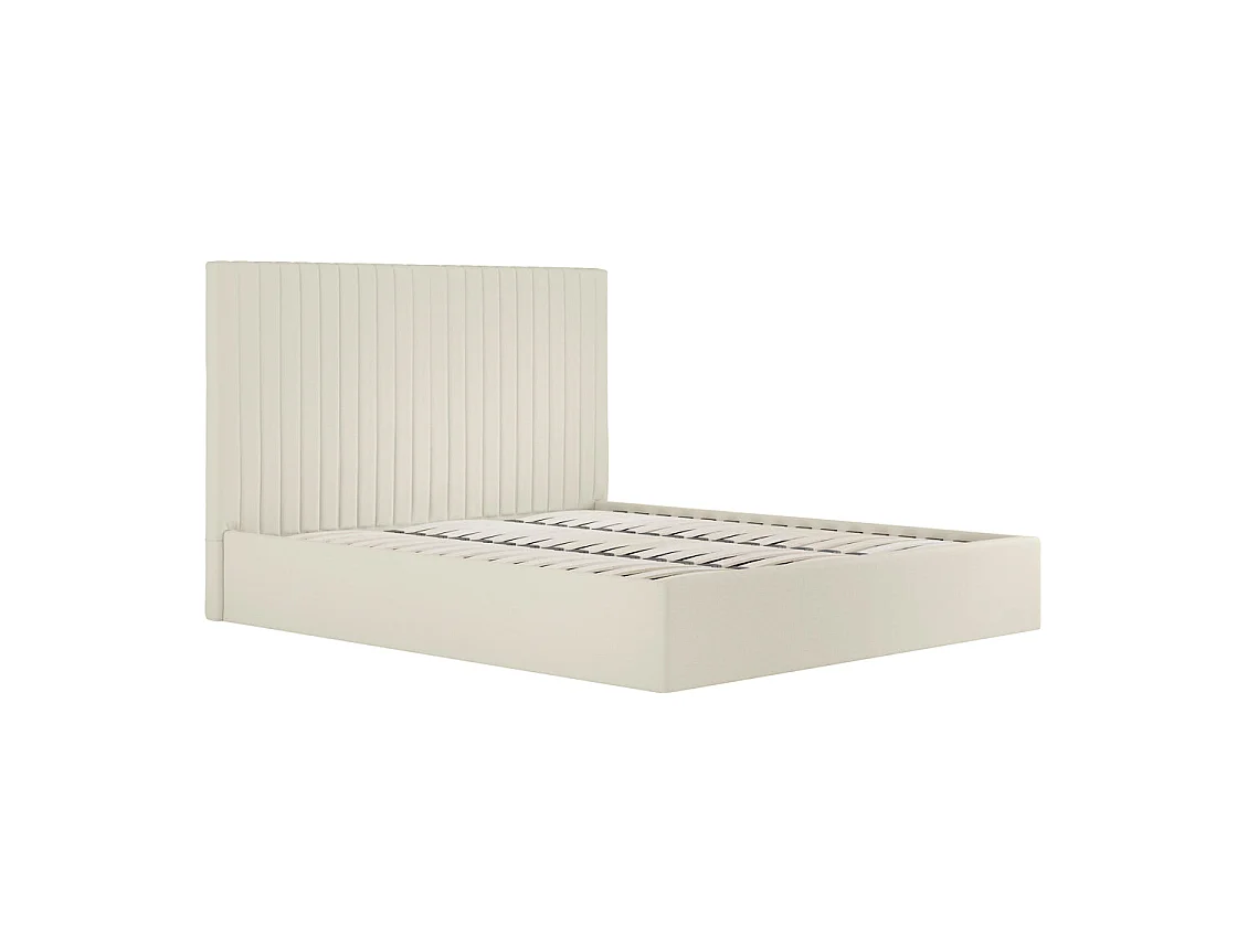 Dublin Cream 5ft King Ottoman Bed with Tall Ribbed Headboard