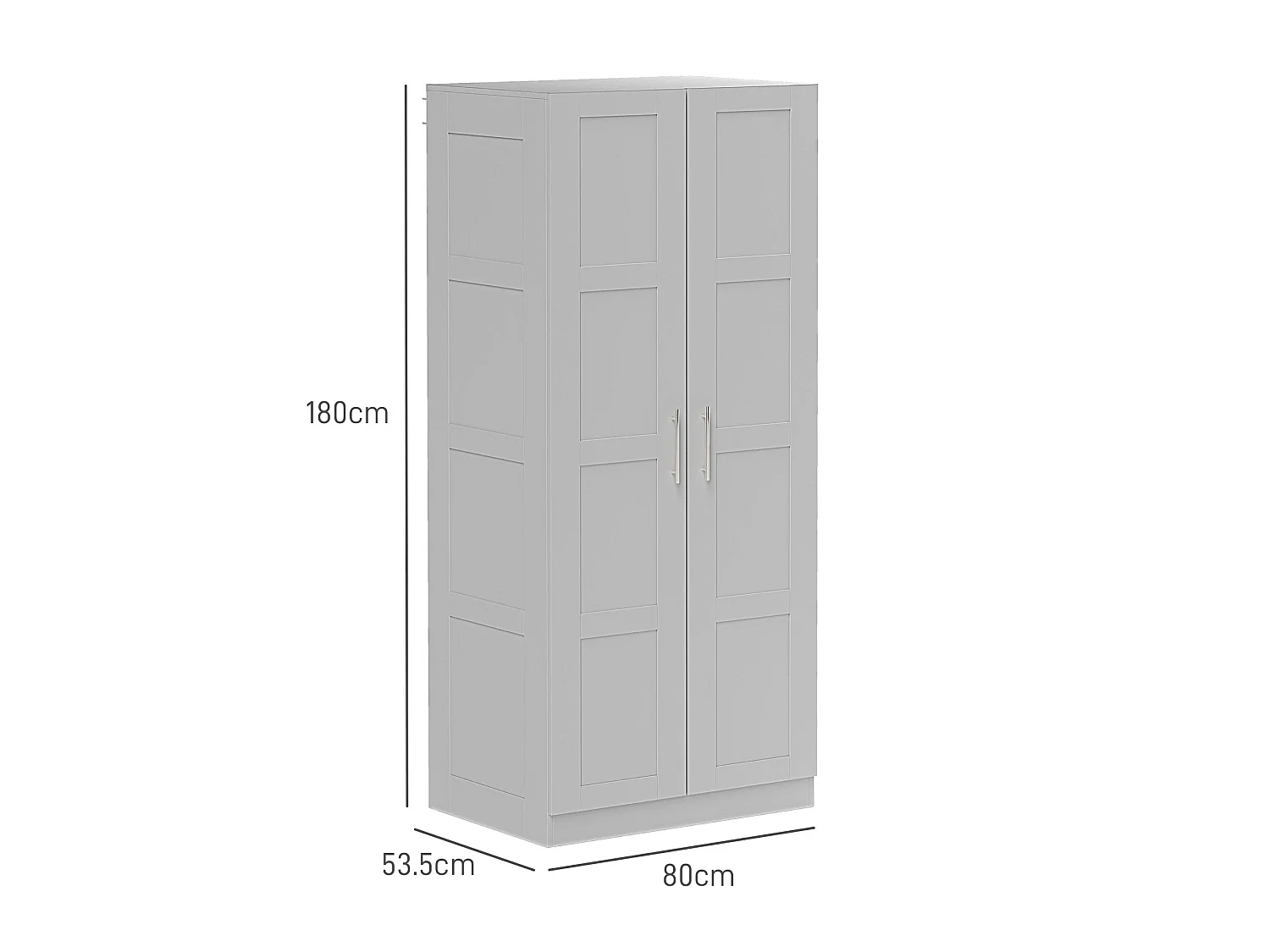 Coralani Grey 2 Door Wardrobe Hanging Rail and Shelves