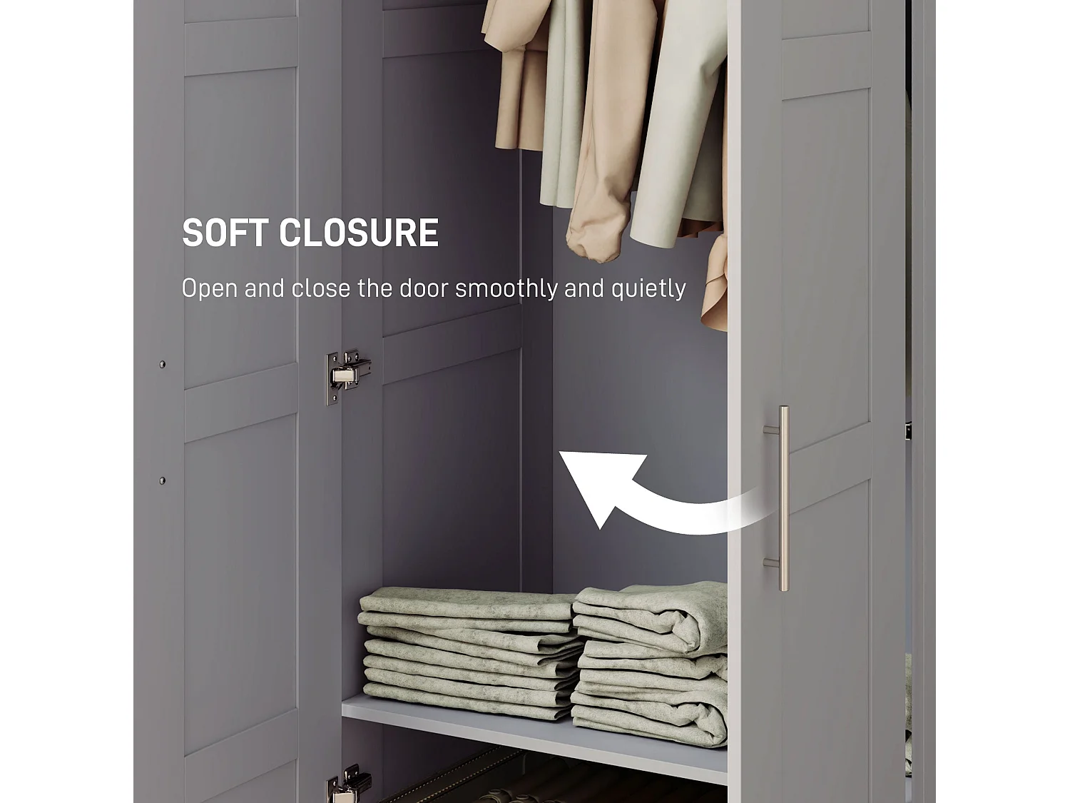Coralani Grey 2 Door Wardrobe Hanging Rail and Shelves