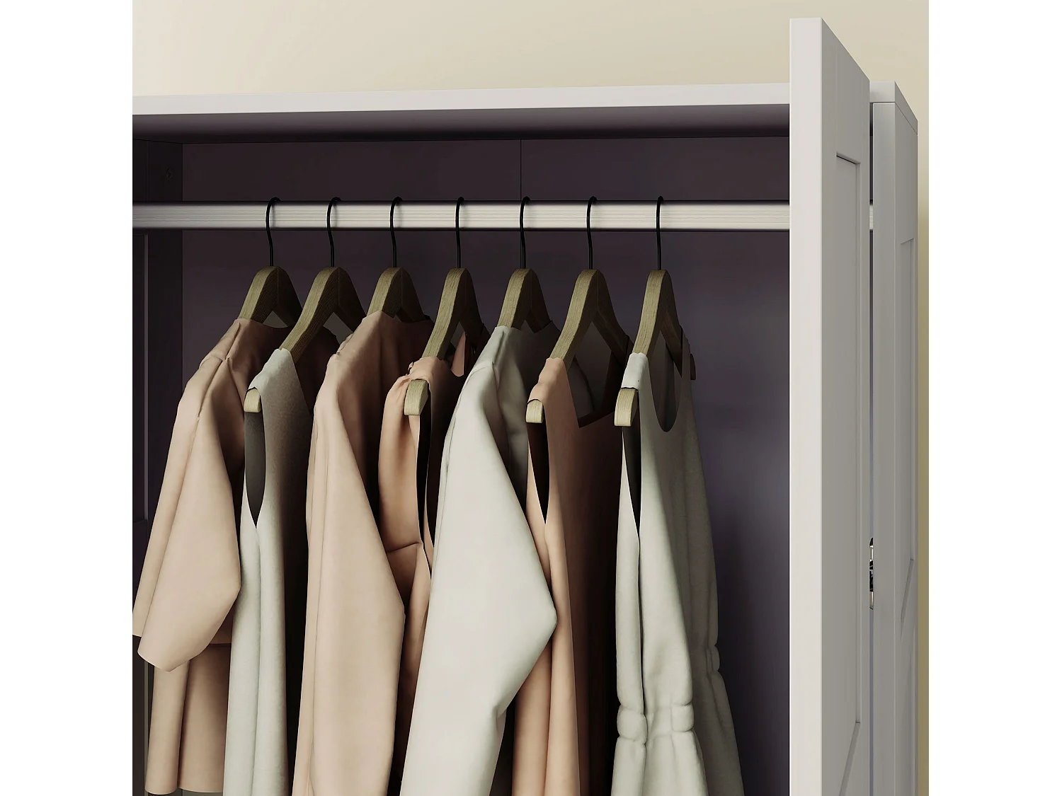 Coralani Grey 2 Door Wardrobe Hanging Rail and Shelves