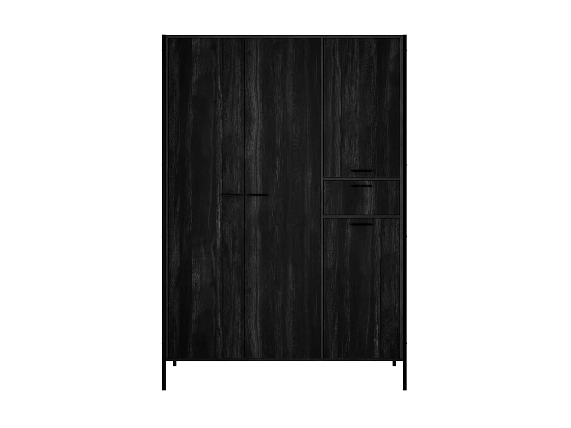 Ireland Black Wood Effect 3 Door Wardrobe with 1 Drawer