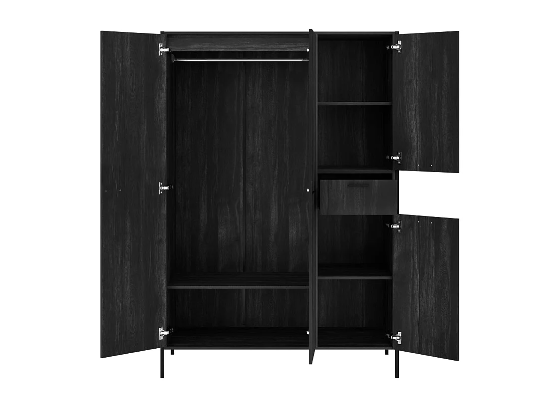 Ireland Black Wood Effect 3 Door Wardrobe with 1 Drawer