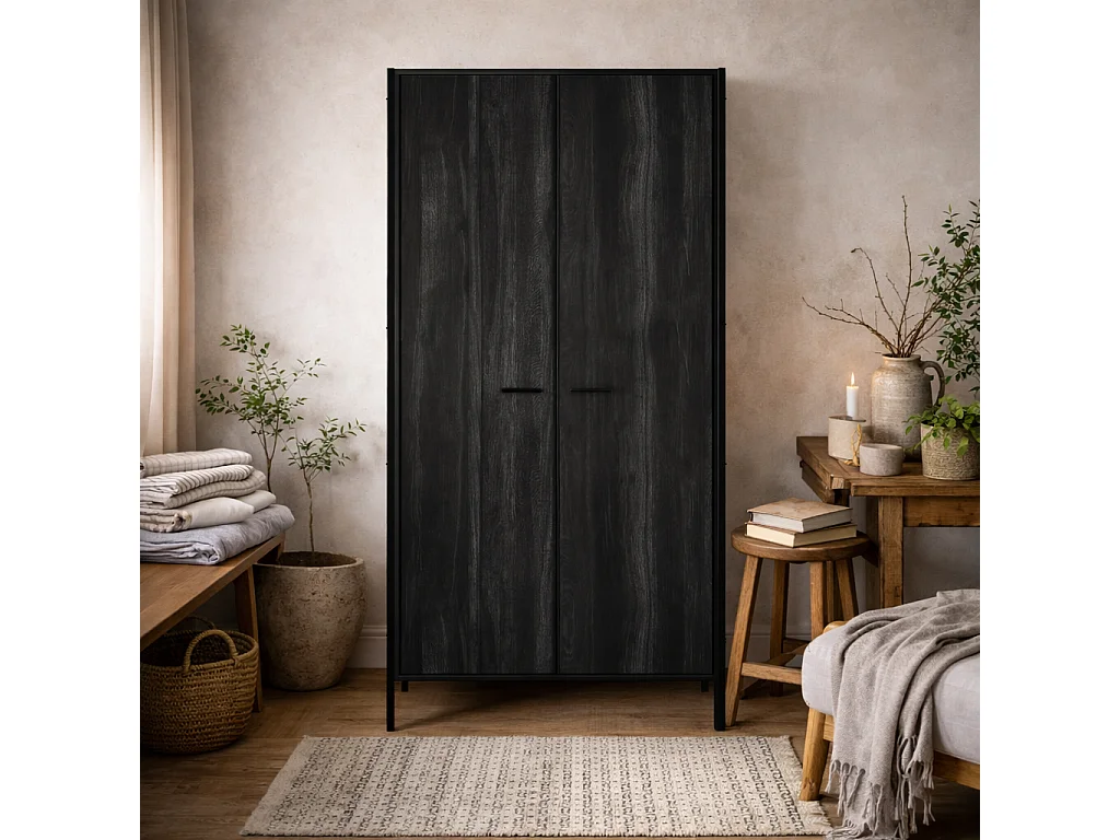 Ireland Black Wood Effect 3 Door Wardrobe with 1 Drawer