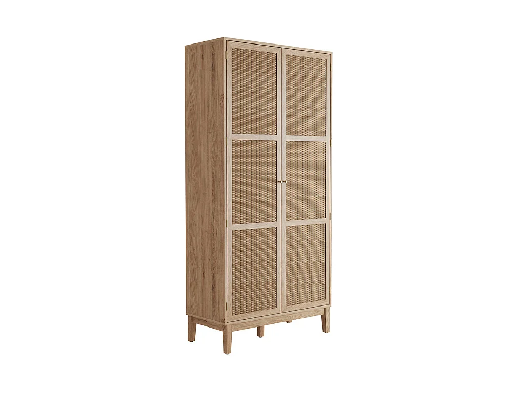 Waterford Oak and Rattan 2 Door Wardrobe Natural Oak 181x85x55.7cm