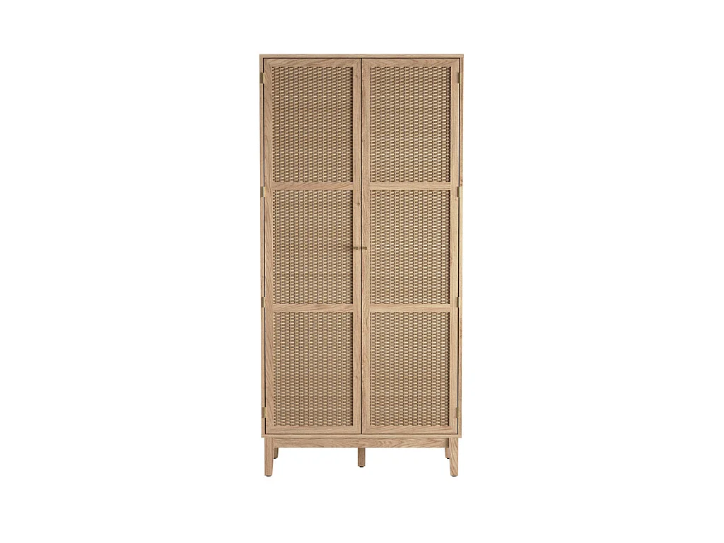 Waterford Oak and Rattan 2 Door Wardrobe Natural Oak 181x85x55.7cm