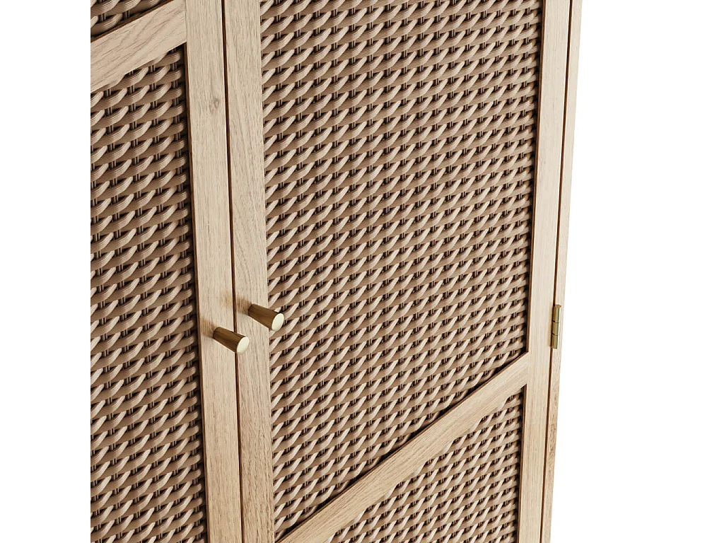 Waterford Oak and Rattan 2 Door Wardrobe Natural Oak 181x85x55.7cm