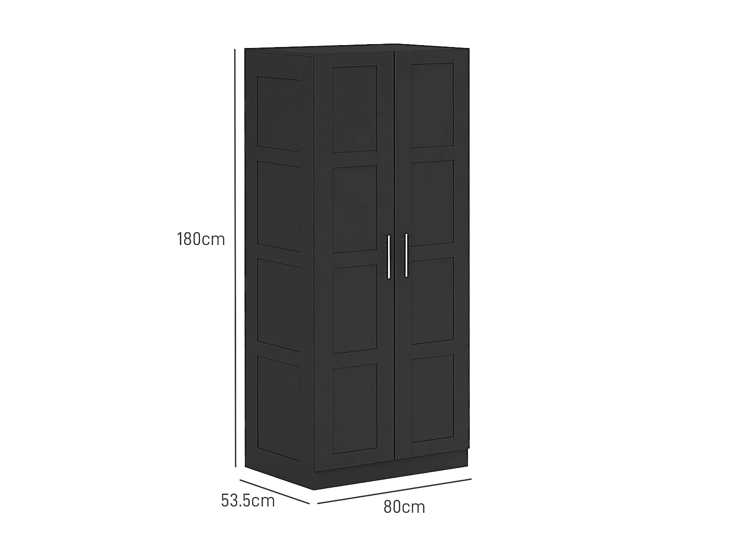 Corarani Black 2 Door Wardrobe with Hanging Rail and Internal Shelves