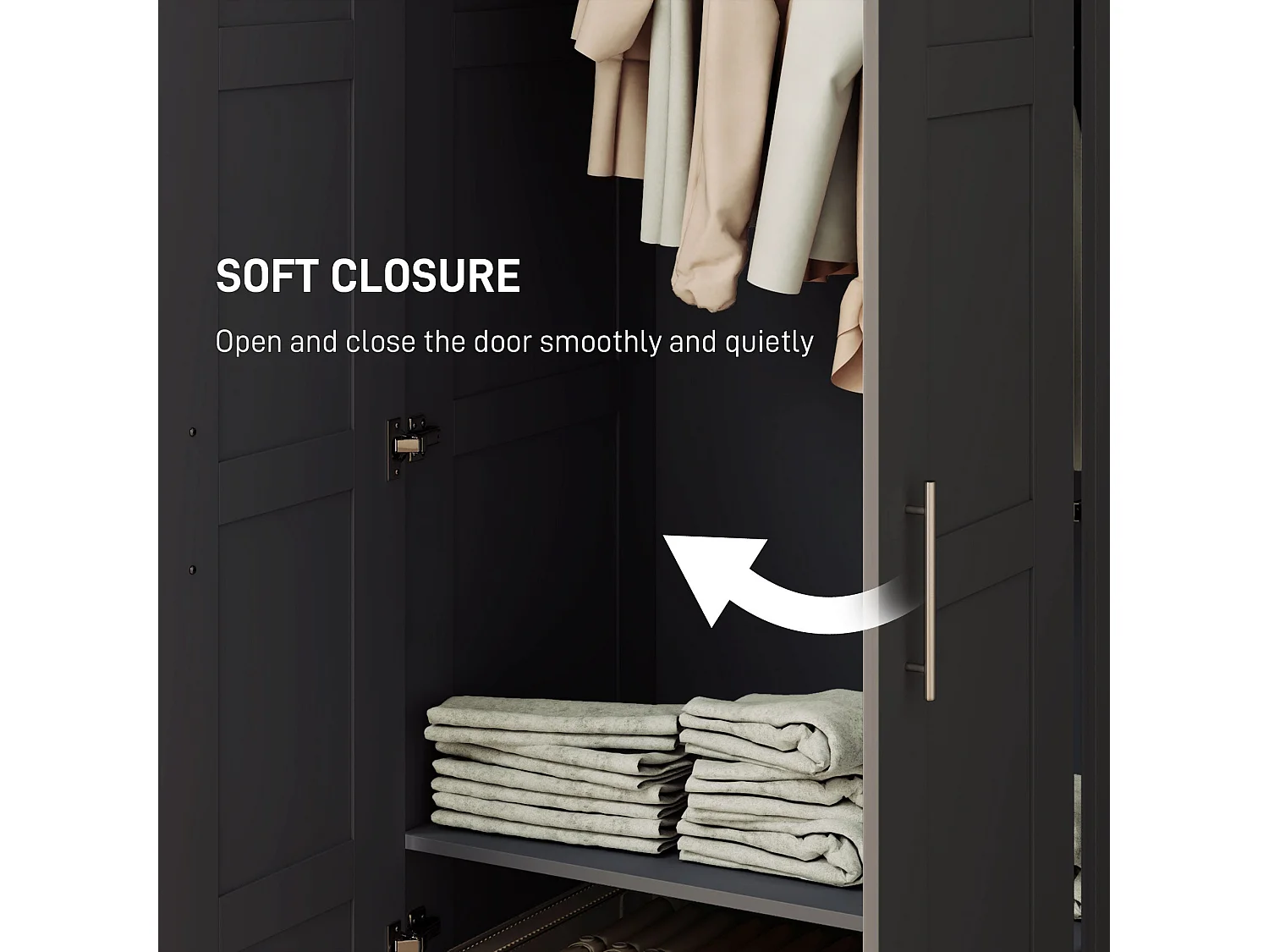 Corarani Black 2 Door Wardrobe with Hanging Rail and Internal Shelves