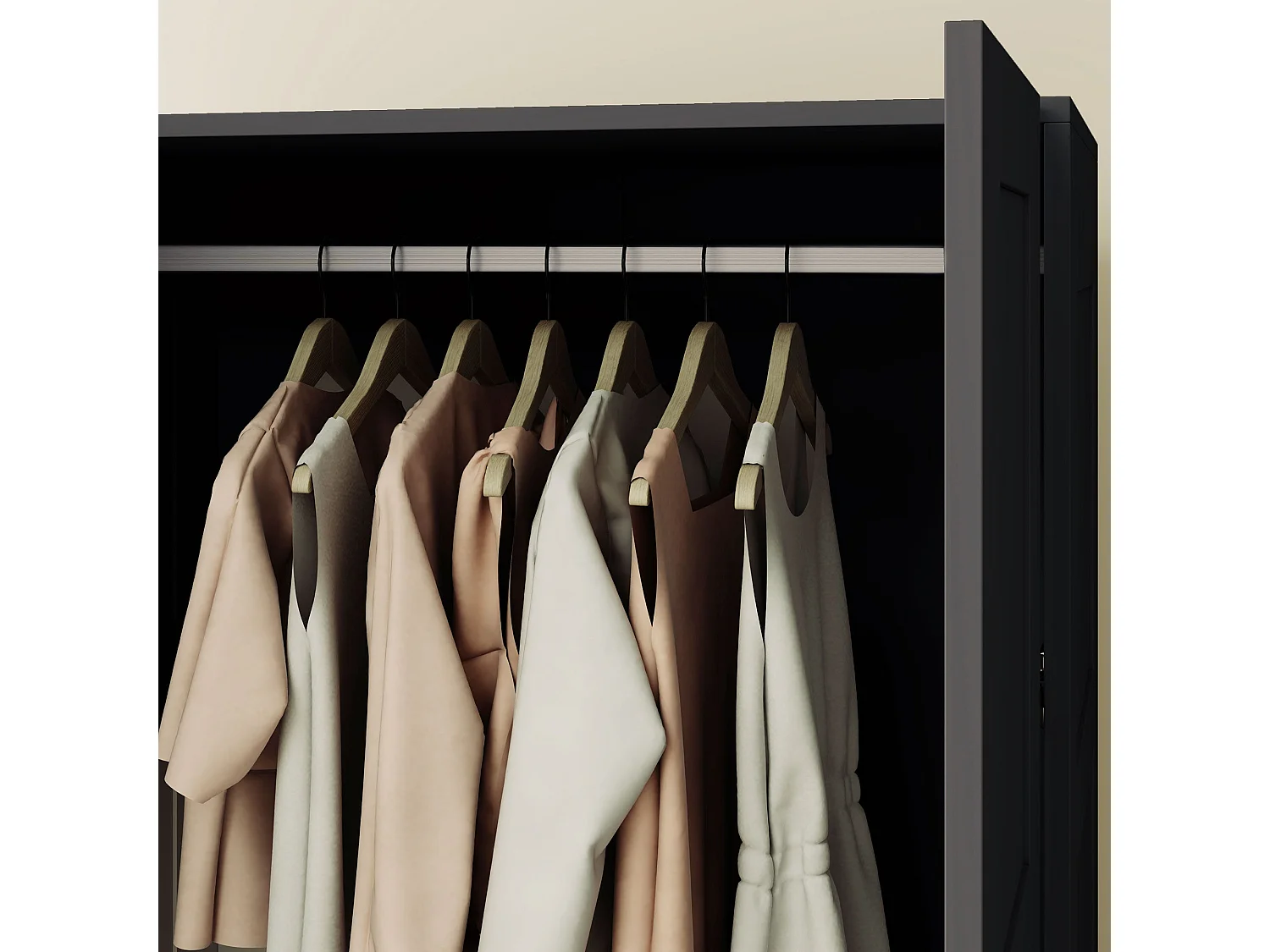 Corarani Black 2 Door Wardrobe with Hanging Rail and Internal Shelves