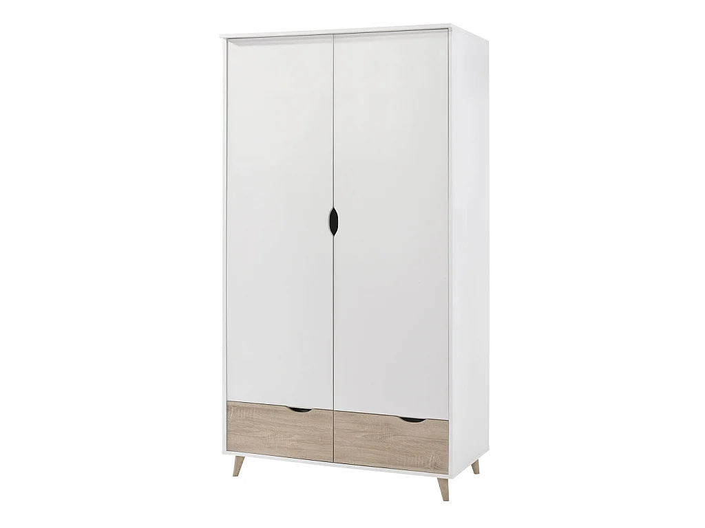 Skerries Two Door Wardrobe Matt White with Natural Oak