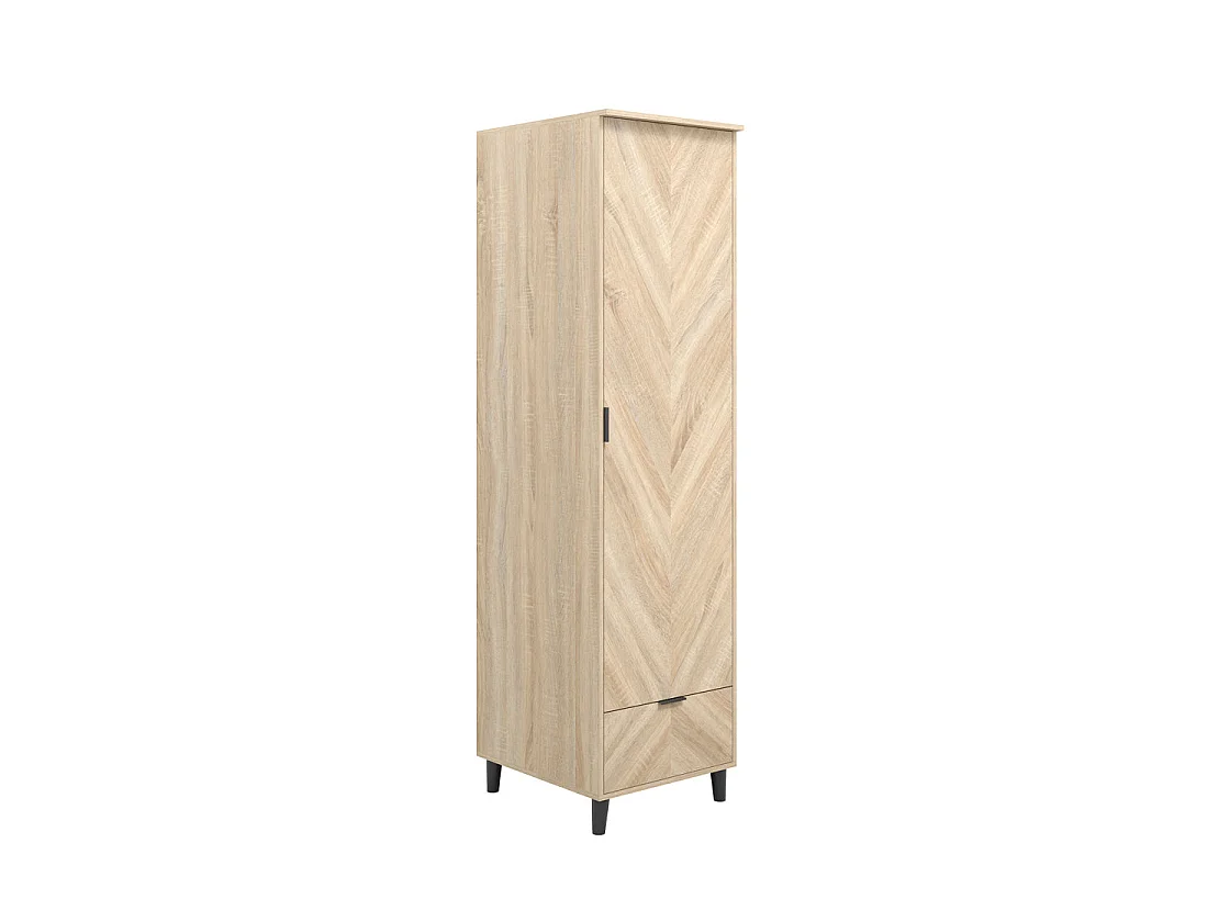 Skerries 1 Door Chevron Wardrobe Natural Oak Finish