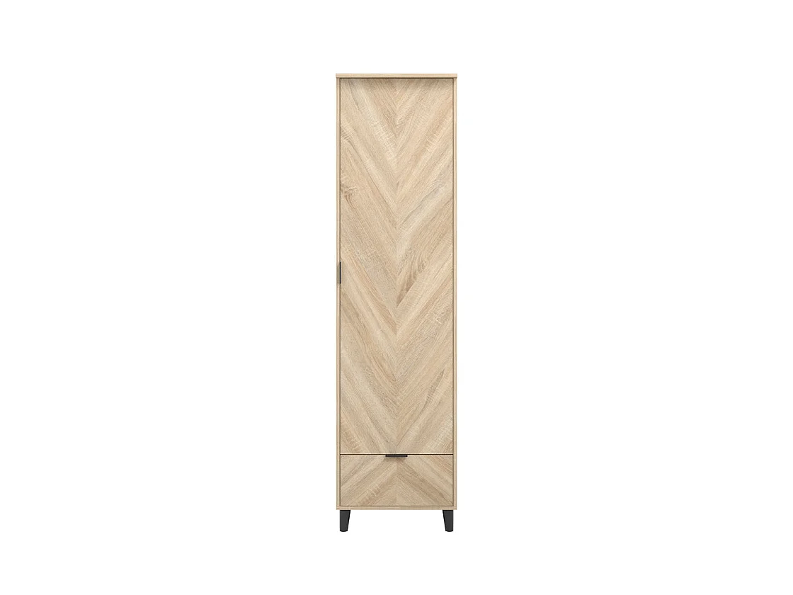 Skerries 1 Door Chevron Wardrobe Natural Oak Finish