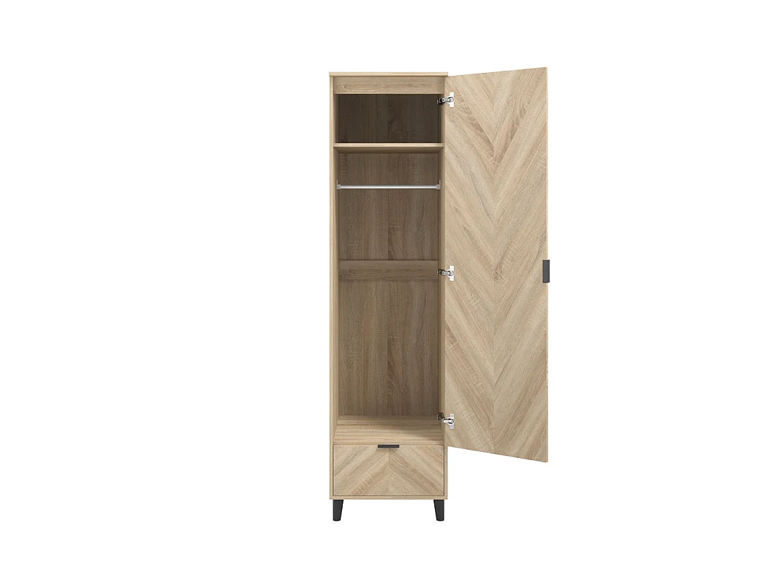 Skerries 1 Door Chevron Wardrobe Natural Oak Finish