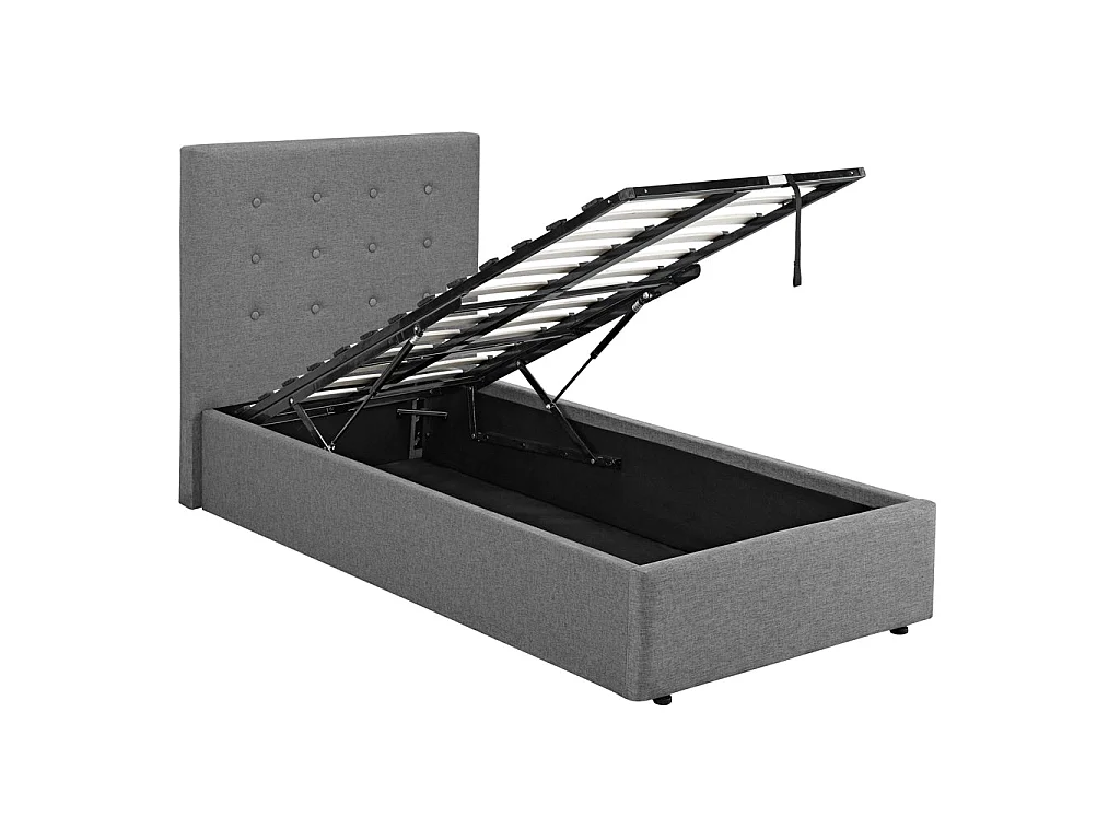 Carrick 3ft Single Bed Soft Grey Tufted Velvet Headboard with Hidden Storage
