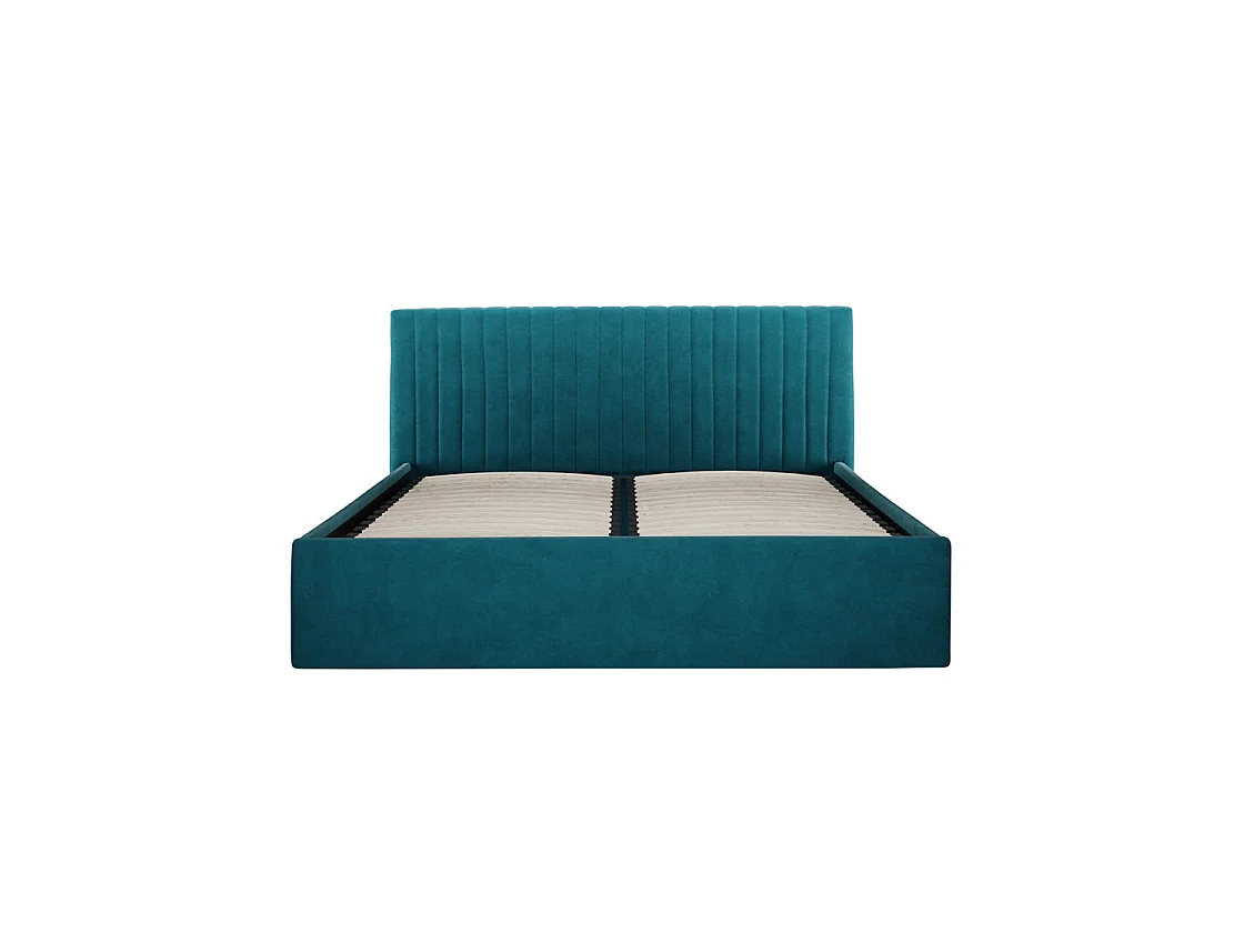 Dublin Teal Velvet 4ft6 Double Ottoman Bed with Ribbed Headboard