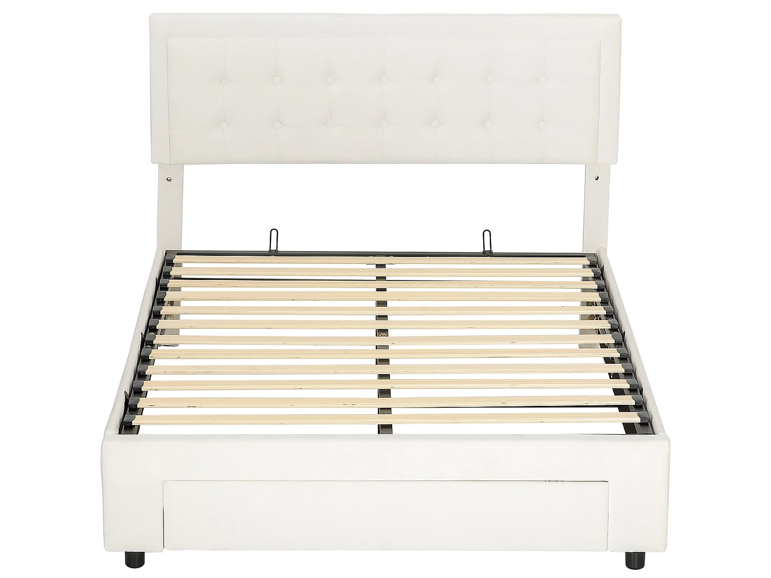 Double 4FT6 Ottoman Bed Frame with Front Divan Drawer Storage Cream