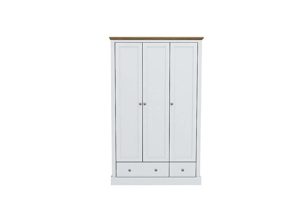 Ardee 3 Door Sliding Wardrobe with 3 Drawers White and Natural Oak