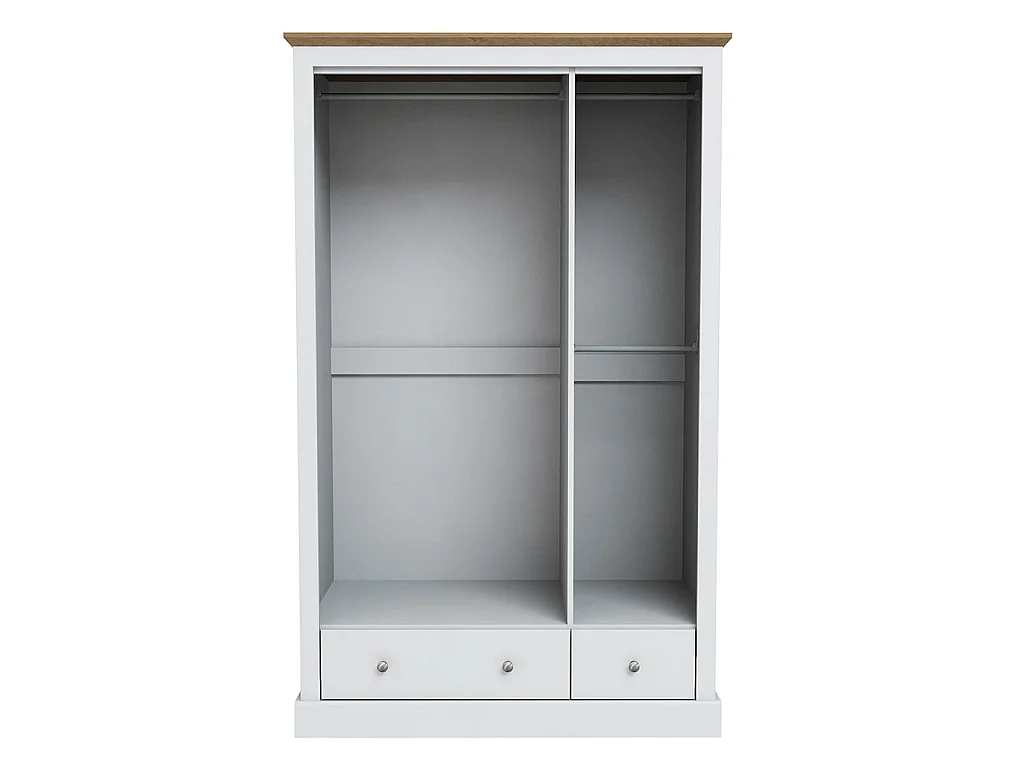 Ardee 3 Door Sliding Wardrobe with 3 Drawers White and Natural Oak
