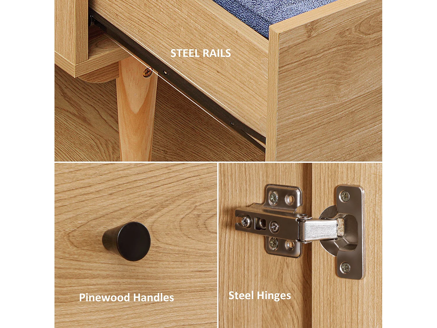 Coramar 2 Door Natural Wood Effect Wardrobe with Hanging Rail and 2 Drawers