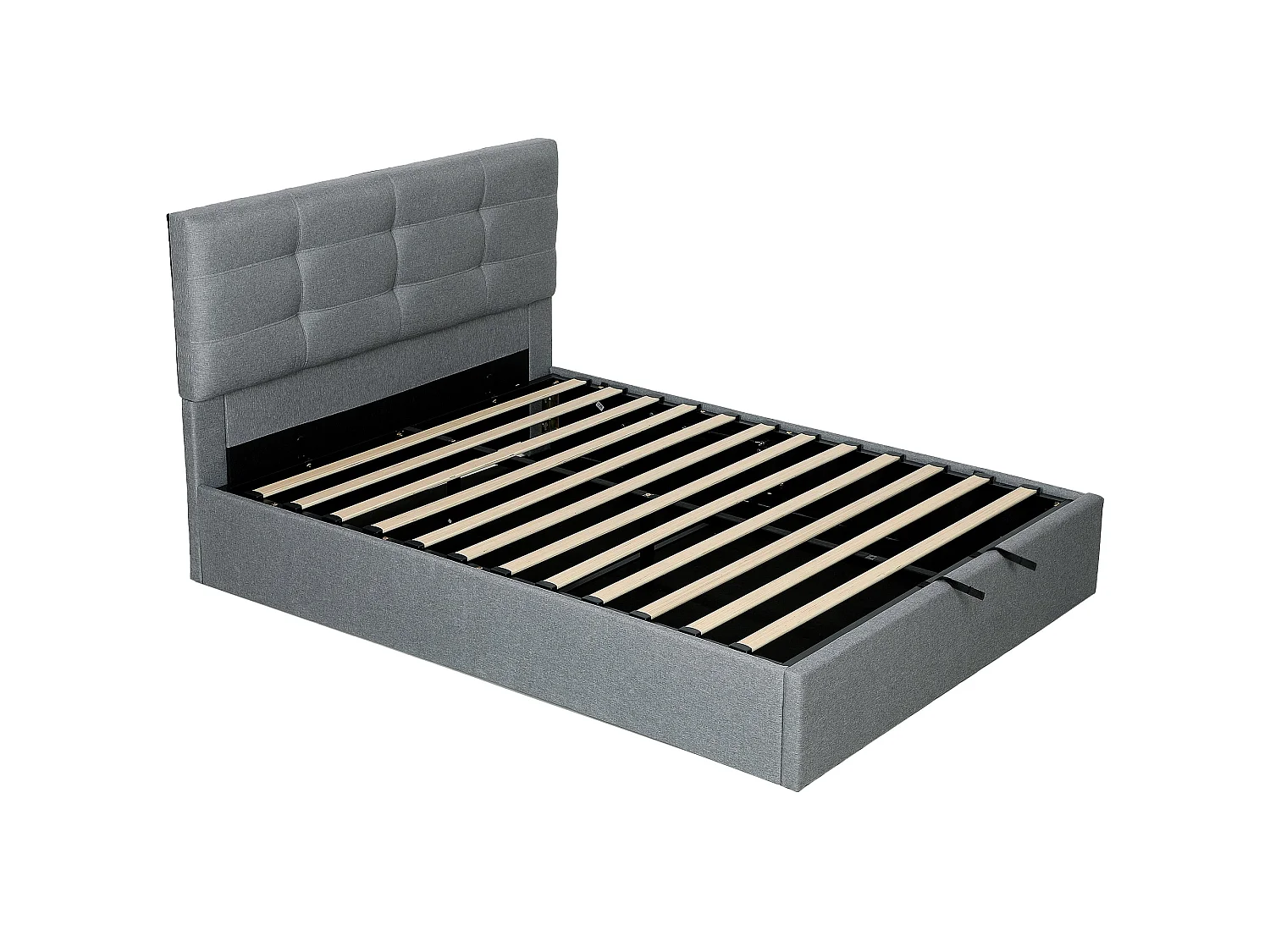 Vivafa 5ft King Ottoman Storage Bed Grey Linen Look Gas Lift