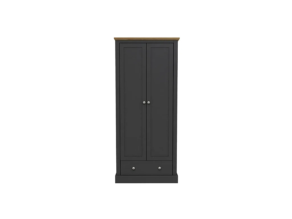 Ardee Dark Grey and Natural Oak 2 Door Wardrobe with Drawer