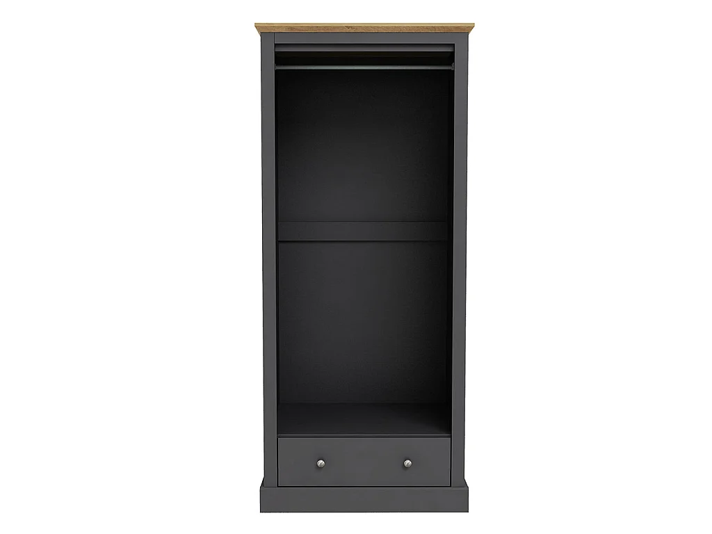 Ardee Dark Grey and Natural Oak 2 Door Wardrobe with Drawer