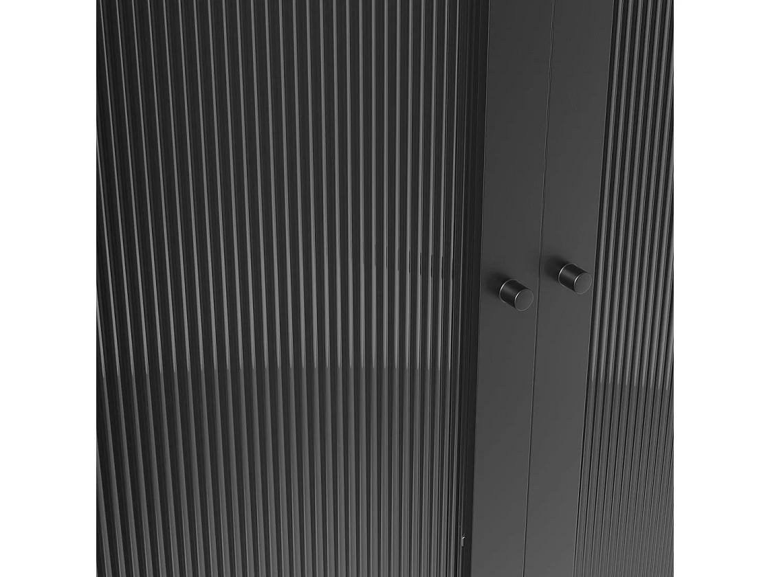 Sattek Black Metal 2 Door Wardrobe with Reeded Glass