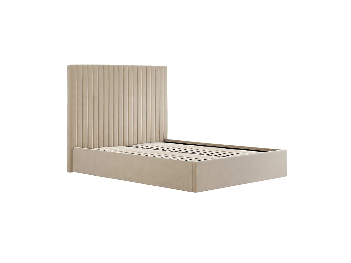 Dublin Taupe 5ft King Ottoman Bed with Tall Ribbed Headboard