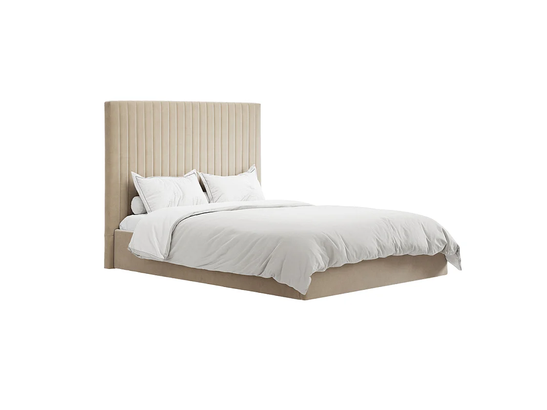 Dublin Taupe 5ft King Ottoman Bed with Tall Ribbed Headboard