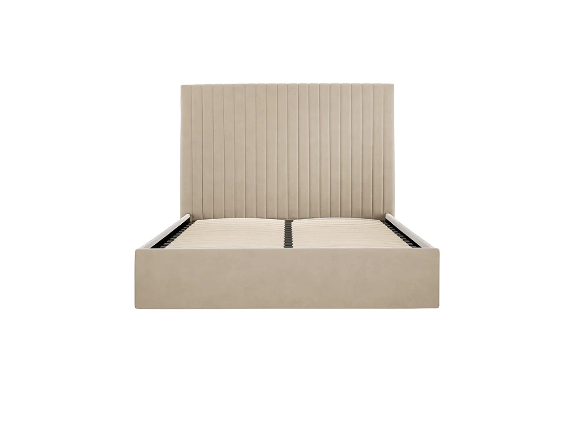 Dublin Taupe 5ft King Ottoman Bed with Tall Ribbed Headboard
