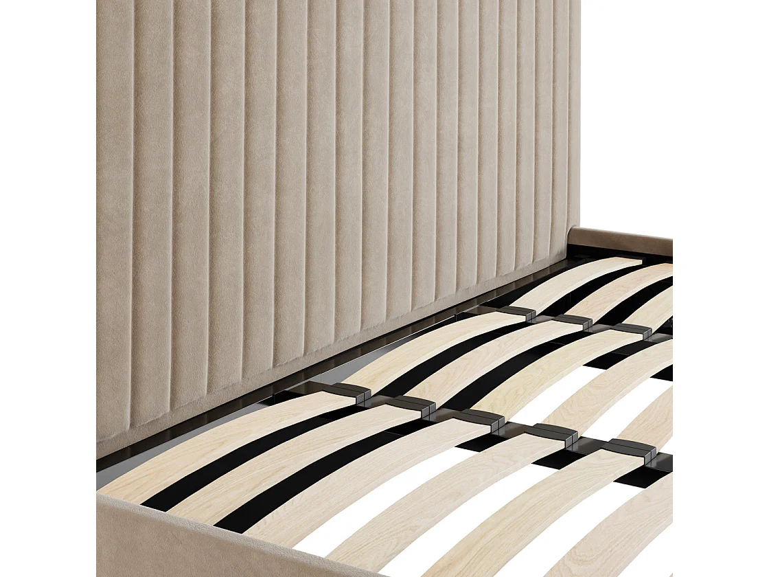 Dublin Taupe 5ft King Ottoman Bed with Tall Ribbed Headboard