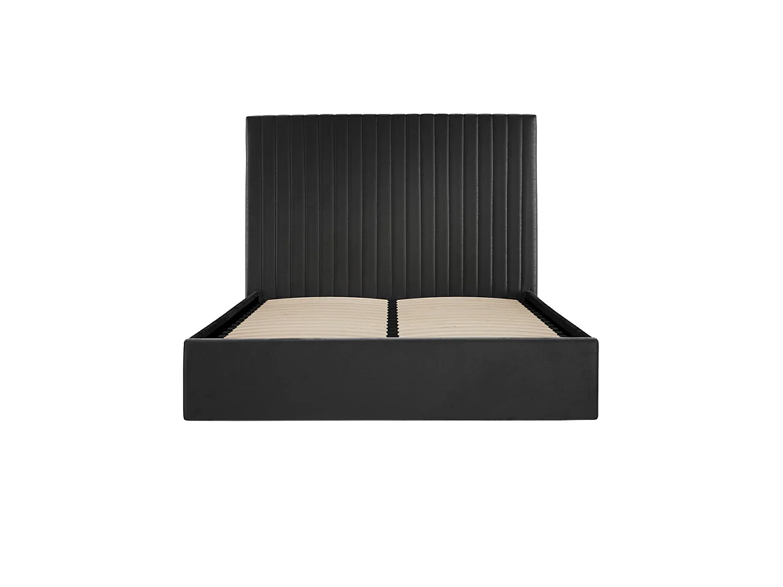 Dublin 6ft Super King Ottoman Bed Black Velvet Tall Ribbed Headboard