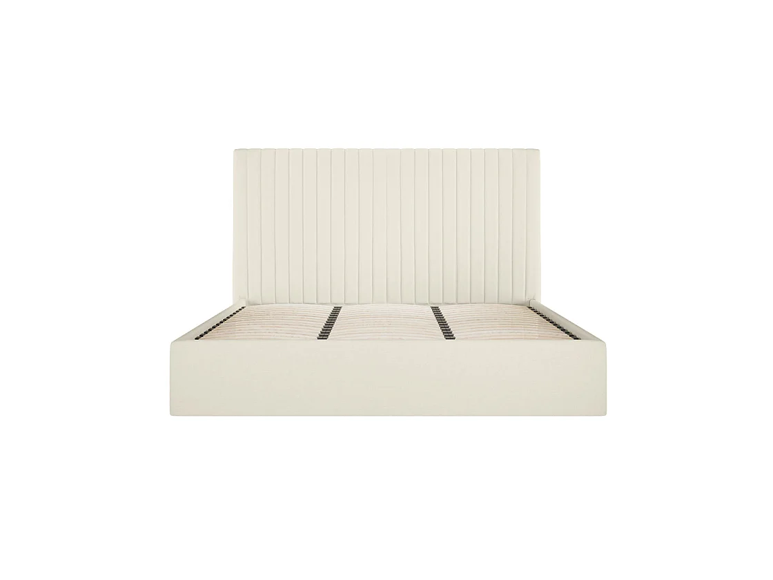 Dublin Cream Upholstered Ottoman Double Bed 4ft6 with Tall Ribbed Headboard