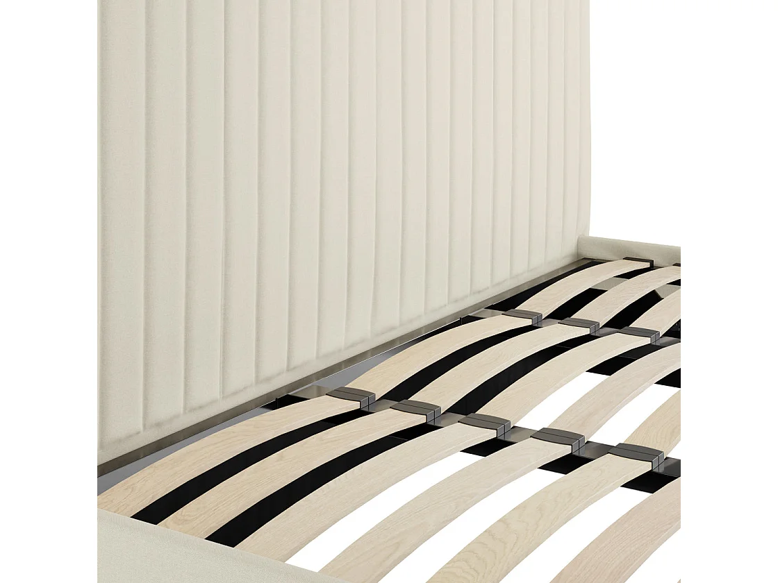 Dublin Cream Upholstered Ottoman Double Bed 4ft6 with Tall Ribbed Headboard